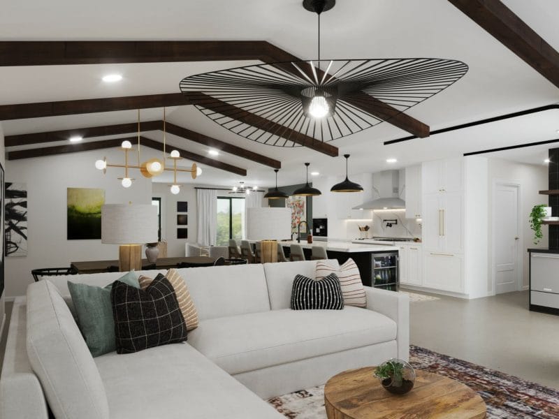 Split Oak Coach and Living Room — Interior Design Project in San Francisco Bay Area